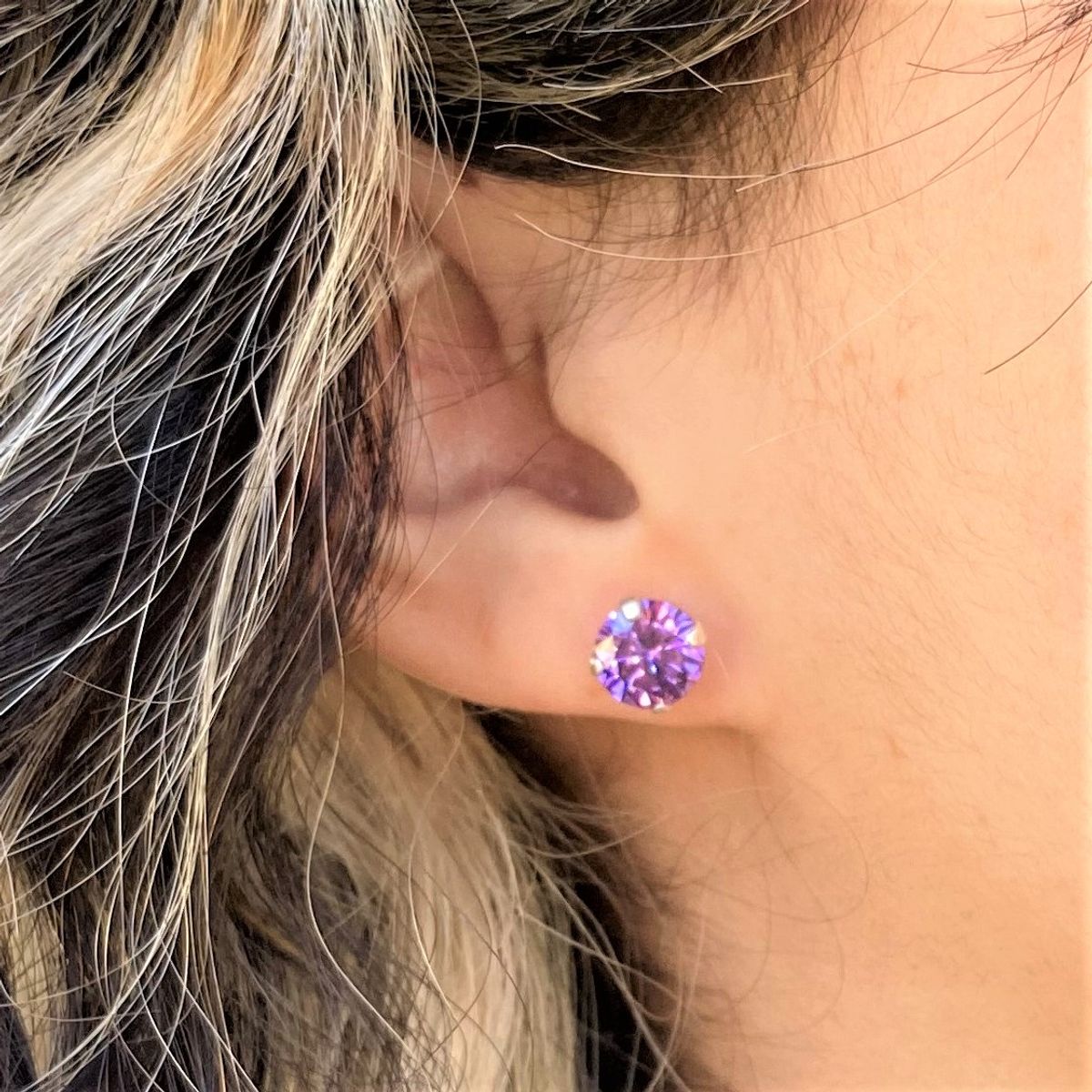 AMKALE - Conjunto Circón Plata Lila