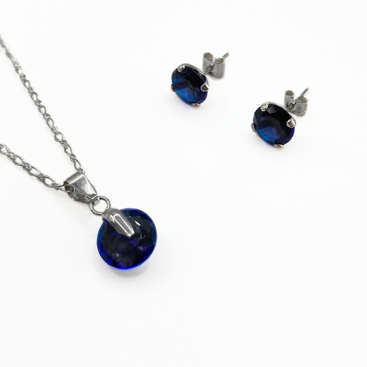 AMKALE - Conjunto circón Plata Azul