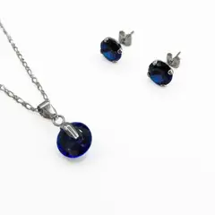 AMKALE - Conjunto circón Plata Azul