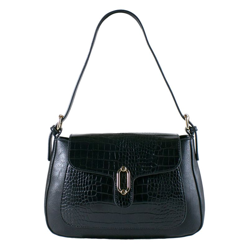 MAILEA - Cartera ecocuero frontal coco para mujer negro
