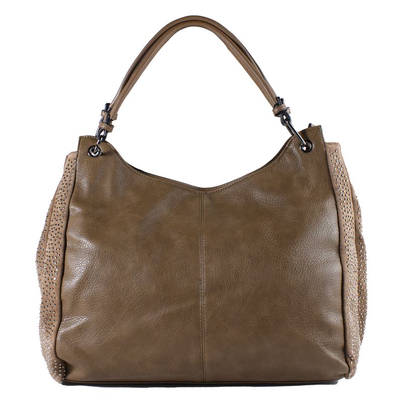MAILEA - Cartera ecocuero strass bilaterales para mujer taupe