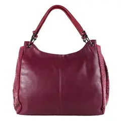 MAILEA - Cartera ecocuero strass bilaterales para mujer burdeo