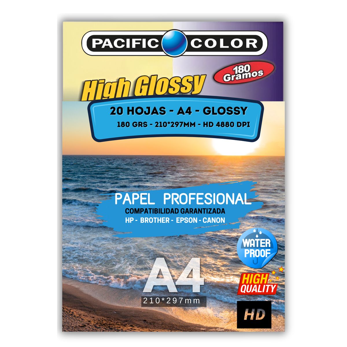 PACIFIC COLOR - Papel Fotografico Premium Quality 180 Grs 20 Hojas