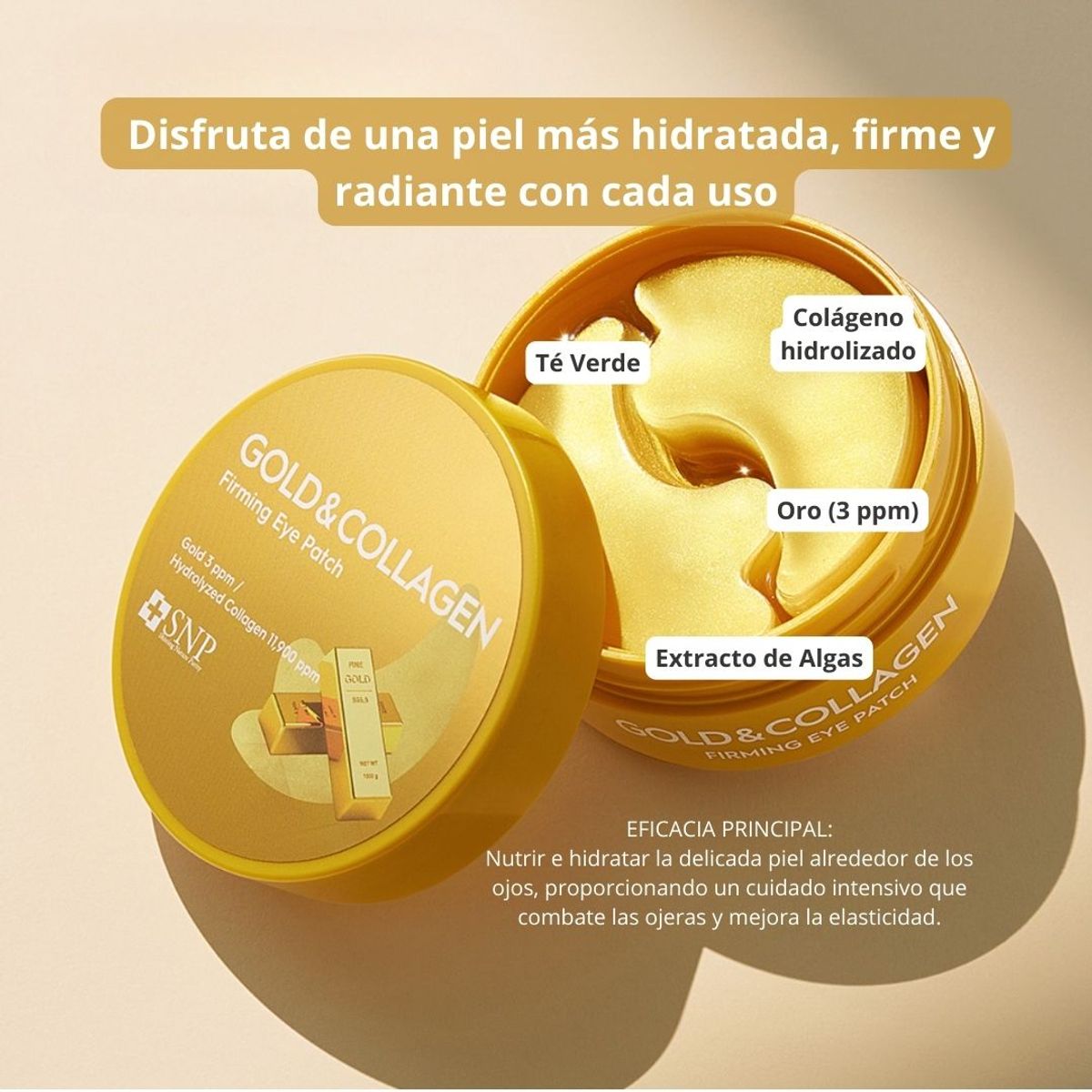 SNP - Parches De Gold Colageno Para Ojeras Cansadas