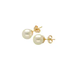 MARRO - Aros Perla de fantasía 8 mm enchapados en oro 18K