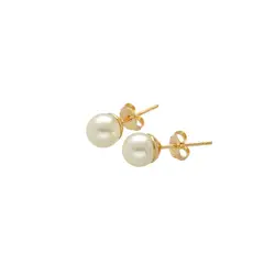 MARRO - Aros Perla de fantasía 7 mm enchapados en oro 18K