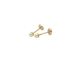 MARRO - Aros Perla de fantasía 3 mm enchapados en oro 18K