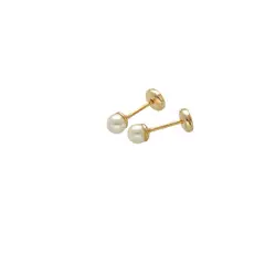 MARRO - Aros Perla de fantasía 4 mm enchapados en oro 18K