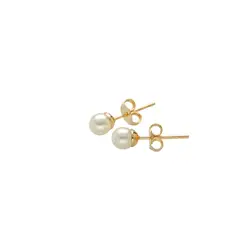 MARRO - Aros Perla de fantasía 5 mm enchapados en oro 18K