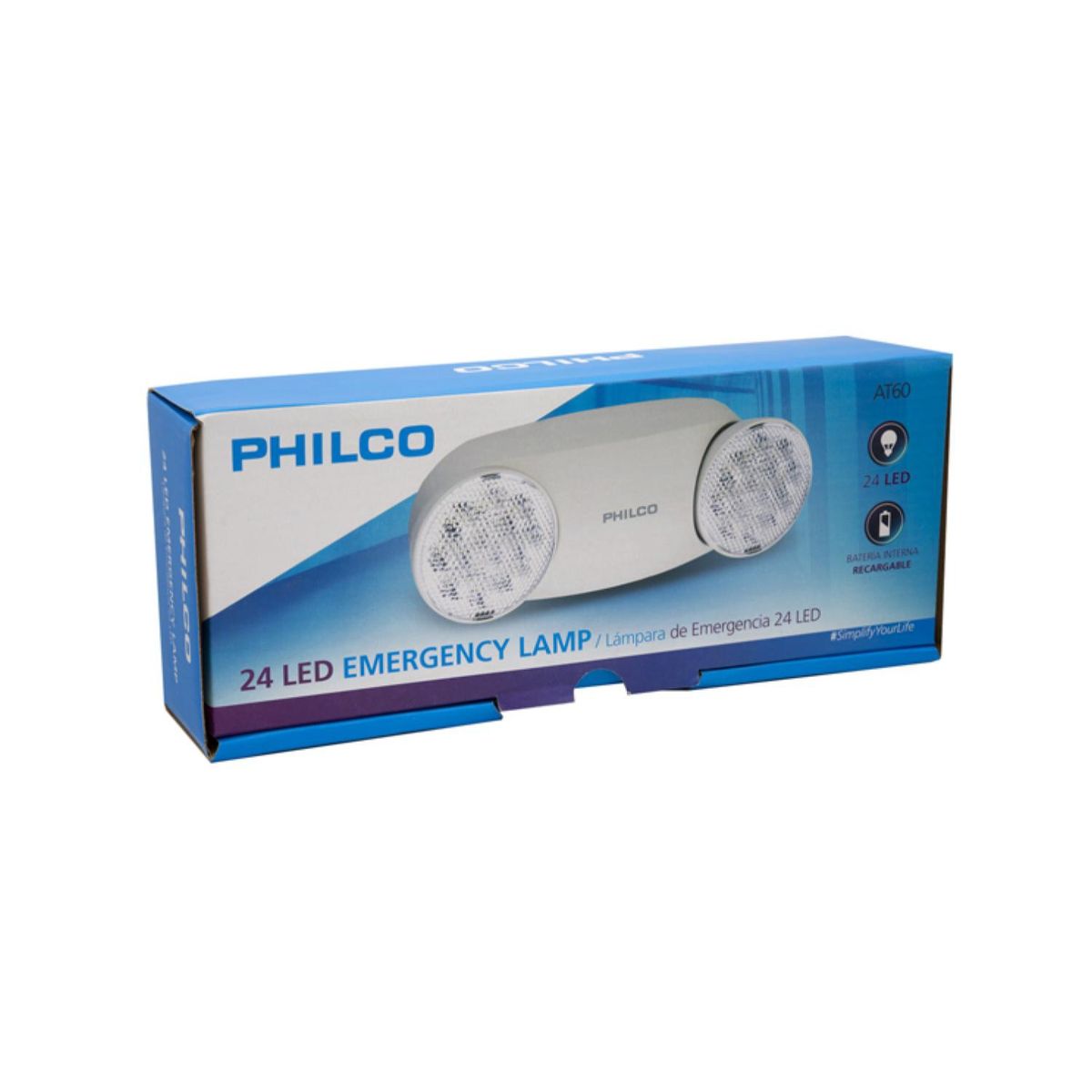 PHILCO - Lampara De Emergencia 2 Focos 24 LEDS IP20 Blanco Philco