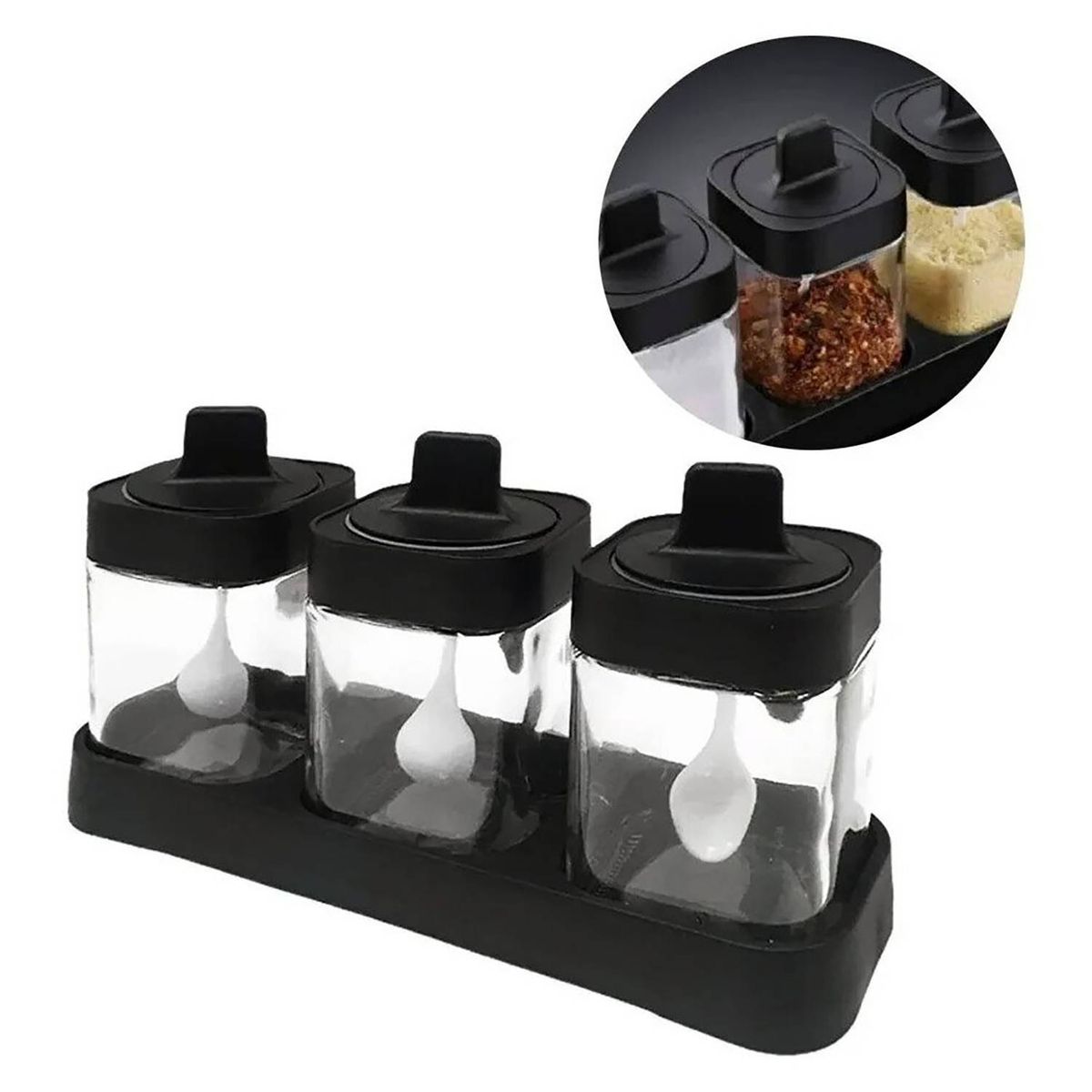 GENERICO - Set 3 Botellas Para Condimentos 2 en 1