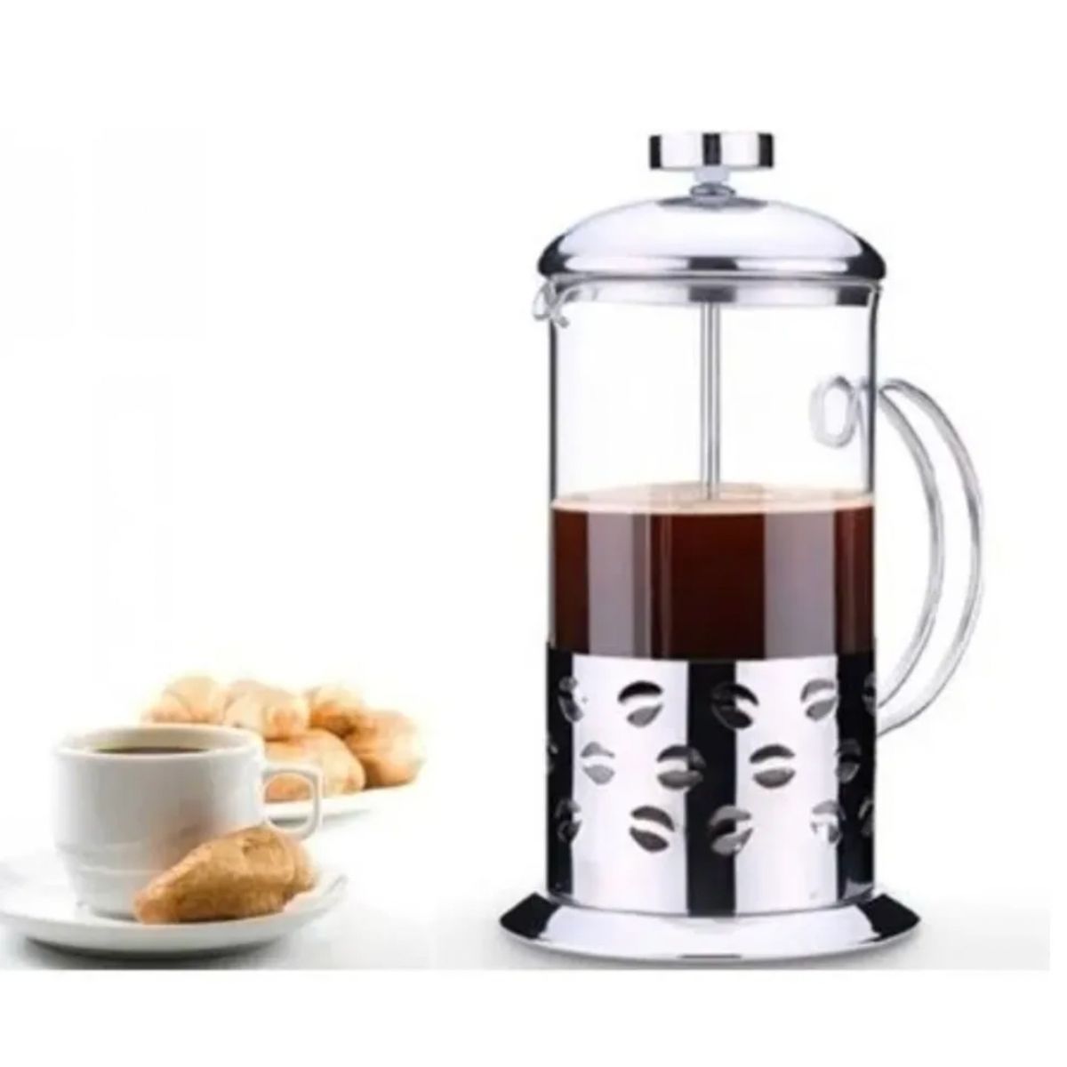 GENERICO - Tetera Cafetera De Vidrio Francesa 800ml Acero Inoxidable