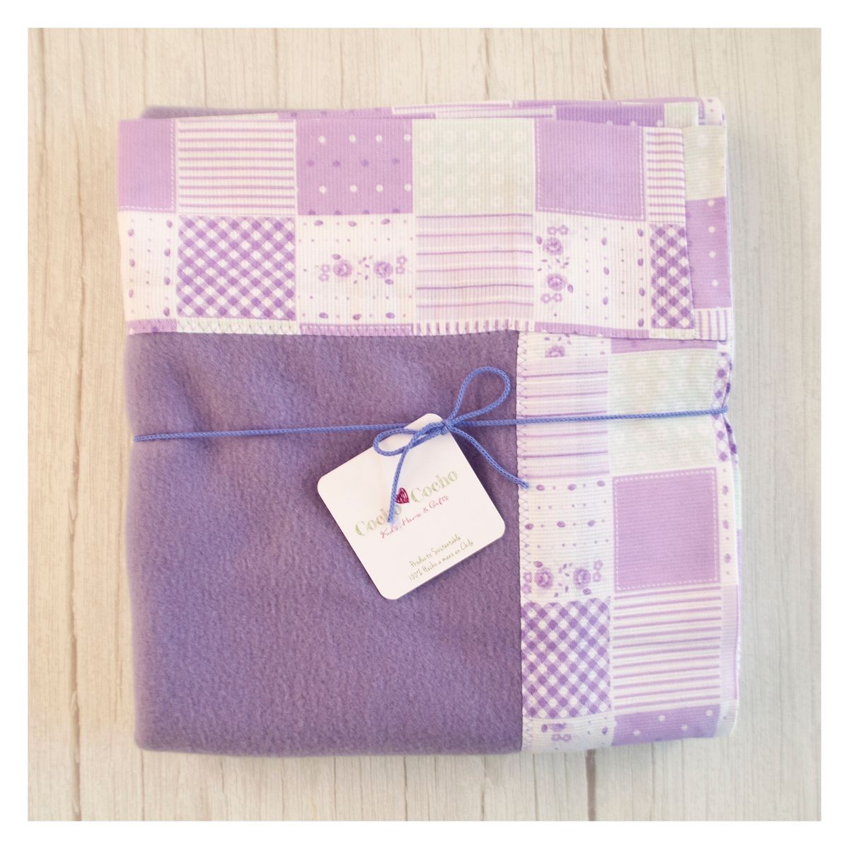 COCHO COCHO - Manta Polar Lila Cocho Cocho Cuadros Lila y Grises