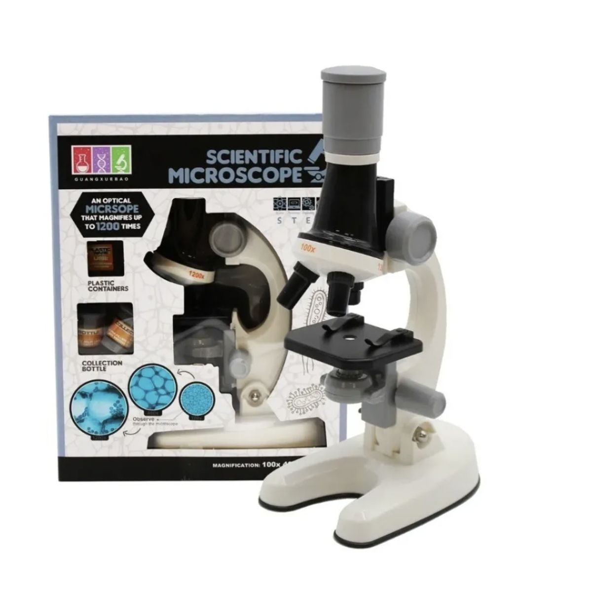 GENERICO - Kit Microscopio Compuesto Con Luz 100x A 450x