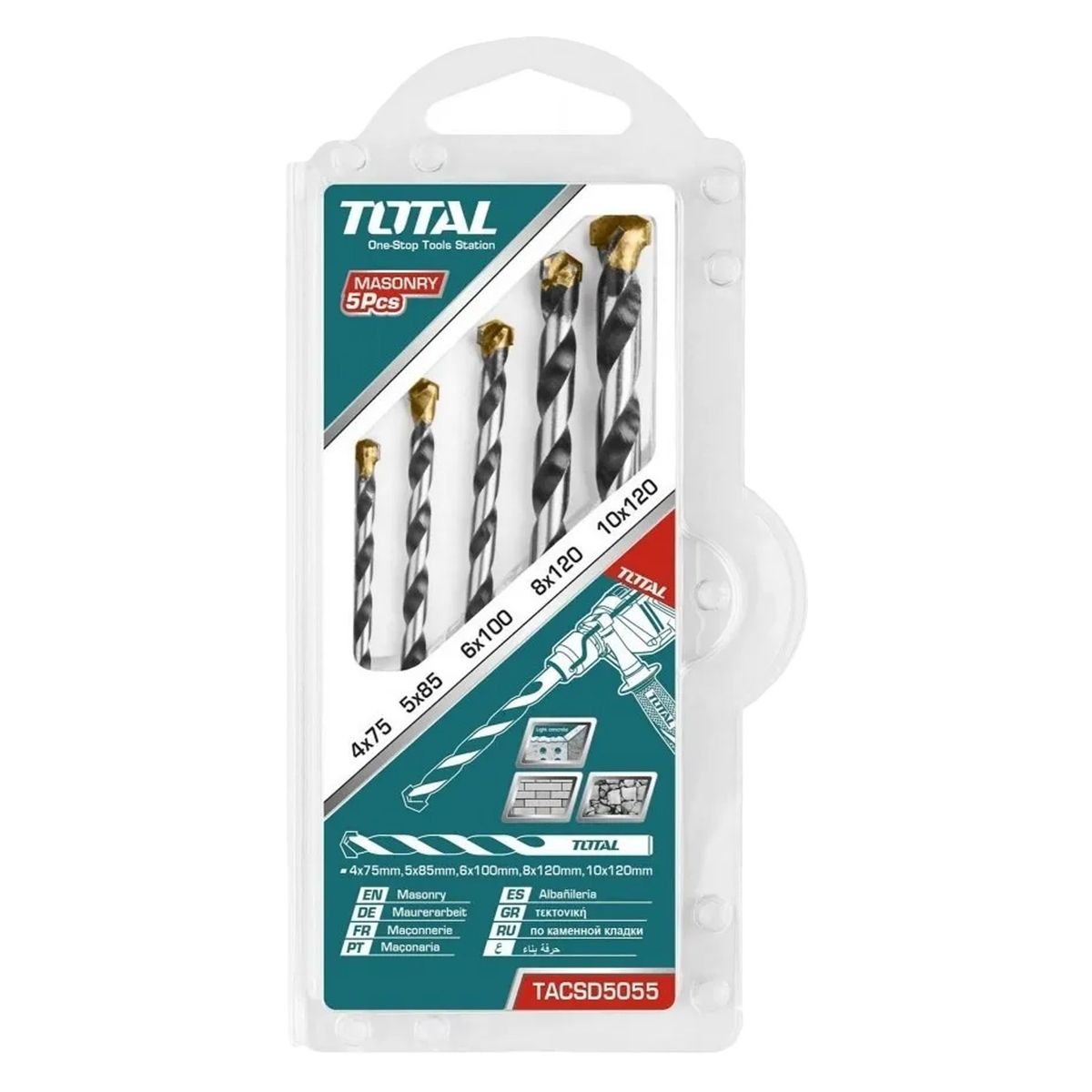 TOTAL TOOLS - Juego Brocas Para Concreto 5 Piezas