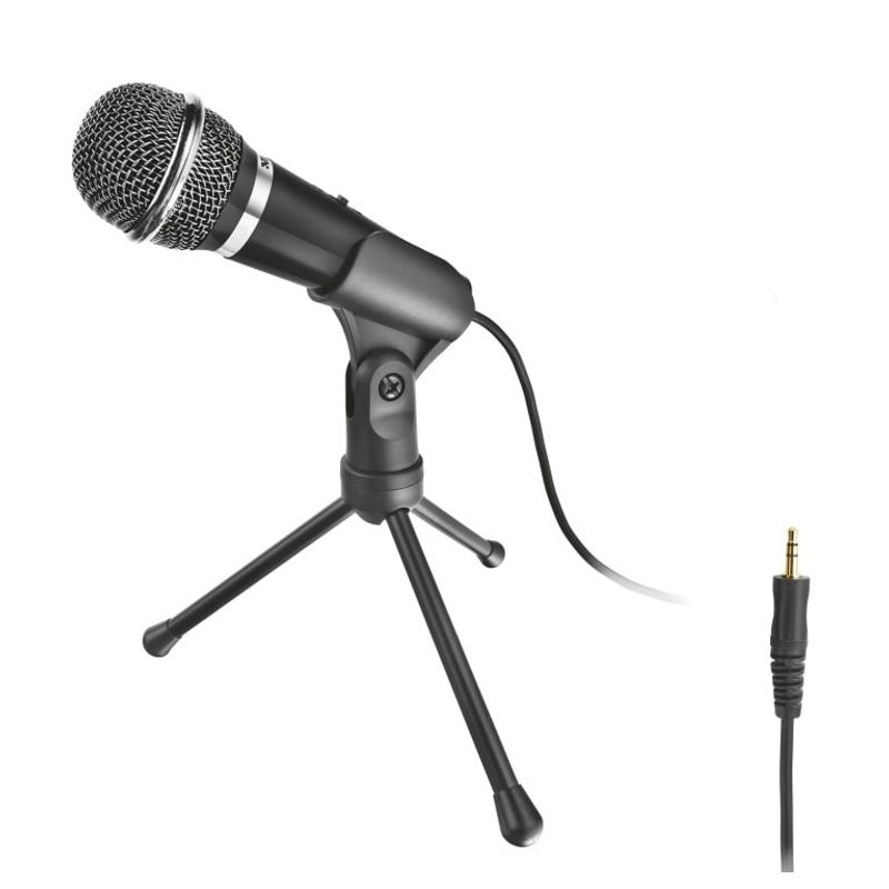 TRUST - Microfono Trust Starzz con Tripode y conector Jack 3.5mm - Negro