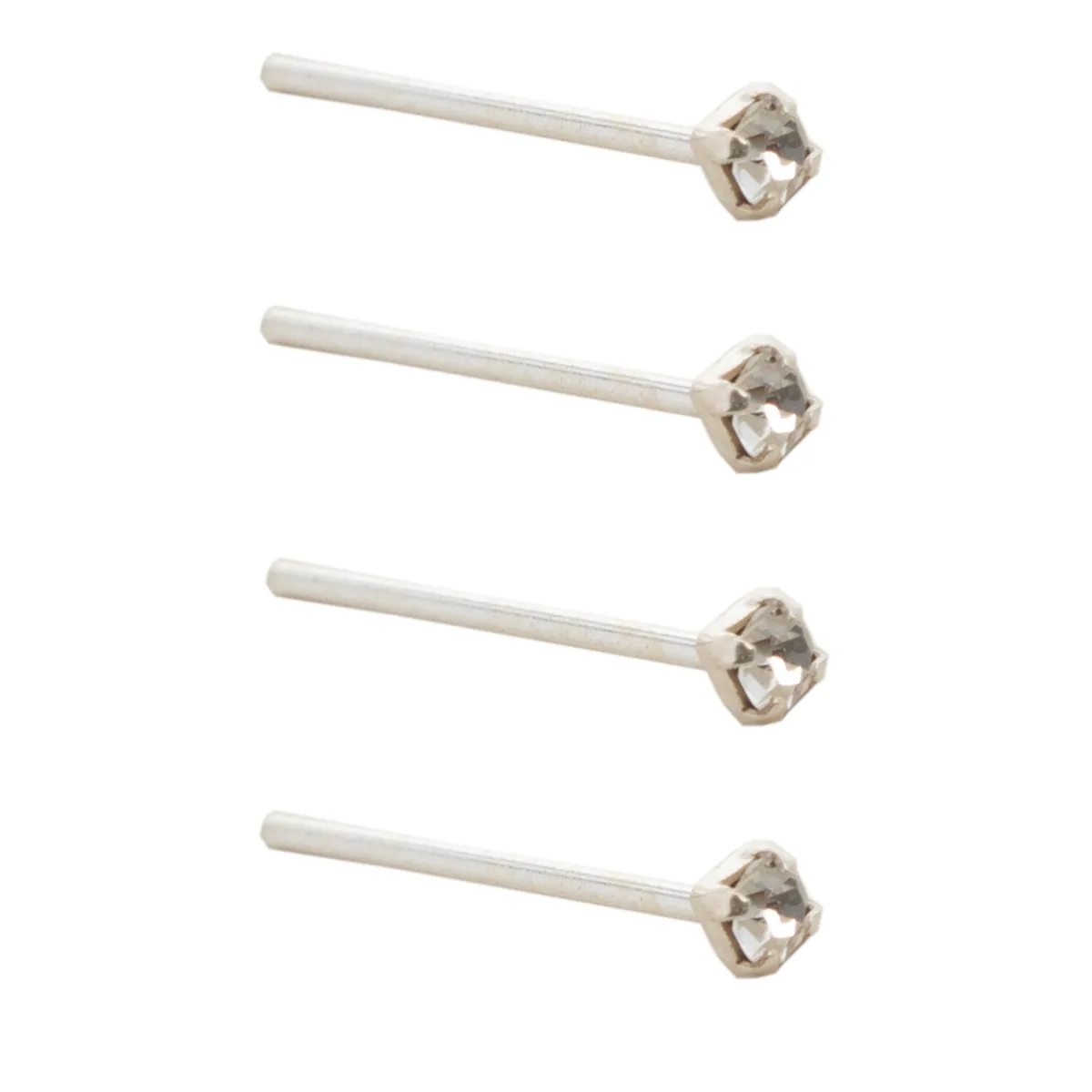 BIJOUTERIA LB20 SPA - Piercing Nariz Nostril Recto, con cristal 1,5mm - Plata 925