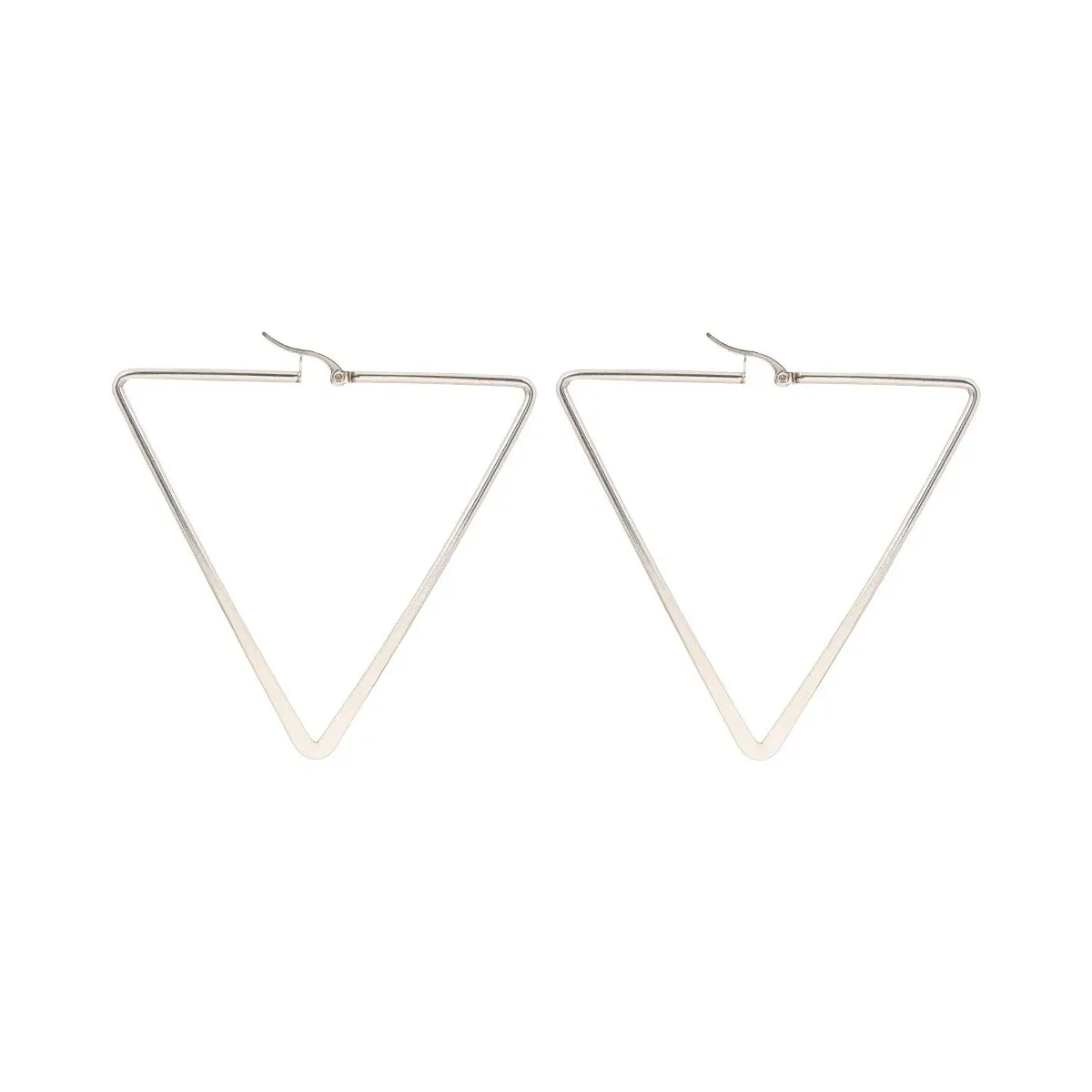BIJOUTERIA LB20 SPA - Aros Argolla Acero Quirúrgico Triángulo Plateado 6,7 cm