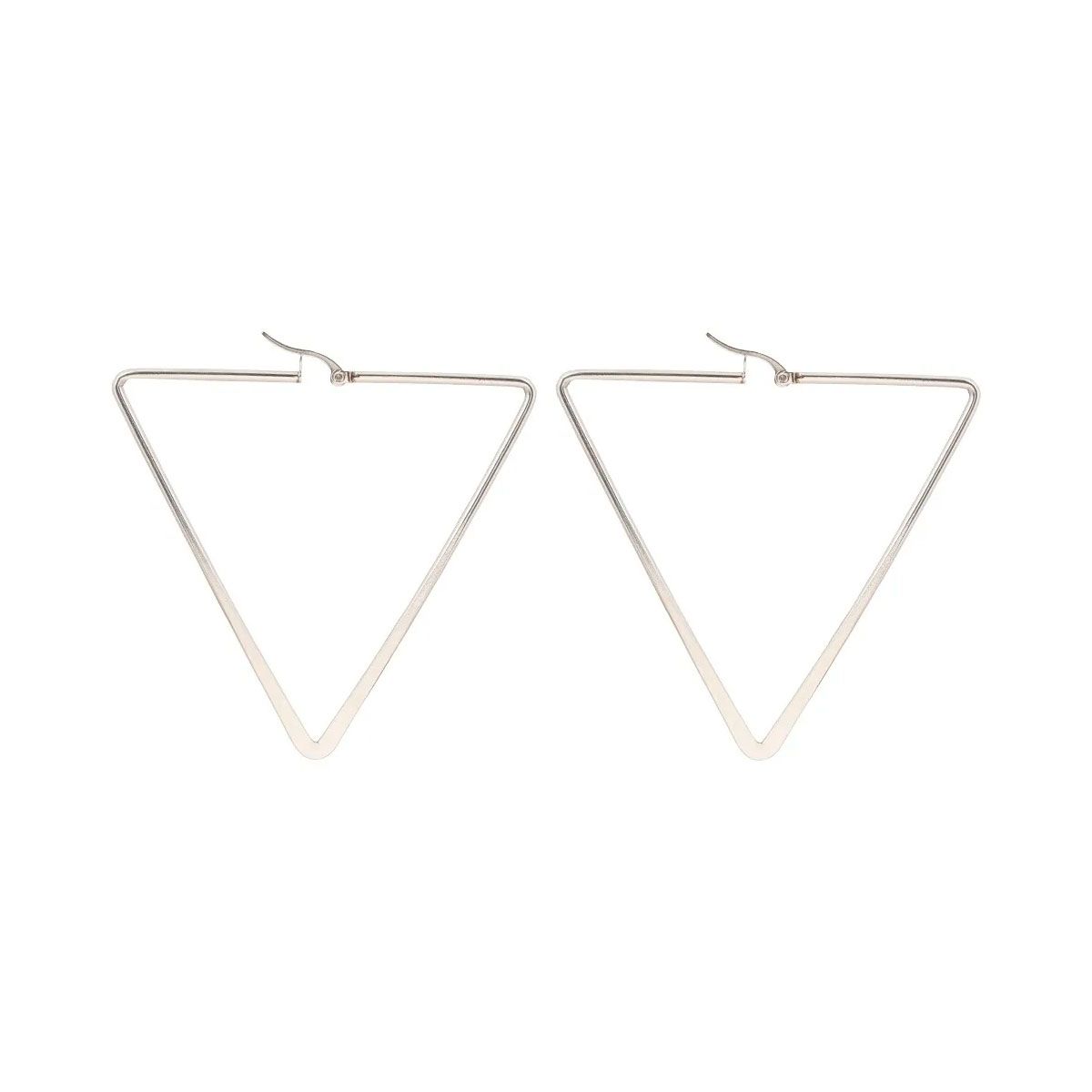 BIJOUTERIA LB20 SPA - Aros Argolla Acero Quirúrgico Triángulo Plateado 6,7 cm