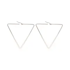 BIJOUTERIA LB20 SPA - Aros Argolla Acero Quirúrgico Triángulo Plateado 6,7 cm