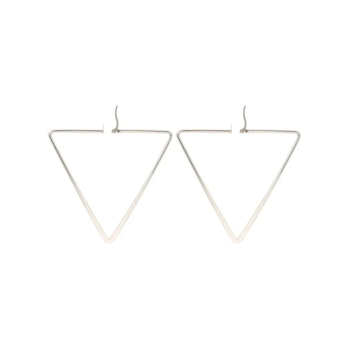 BIJOUTERIA LB20 SPA - Aros Argolla Acero Quirúrgico Triángulo Plateado 6,7 cm