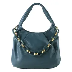 MAILEA - Cartera ecocuero cadena frontal para mujer petroleo