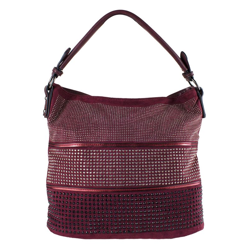 MAILEA - Cartera ecocuero bote multistrass para mujer burdeo