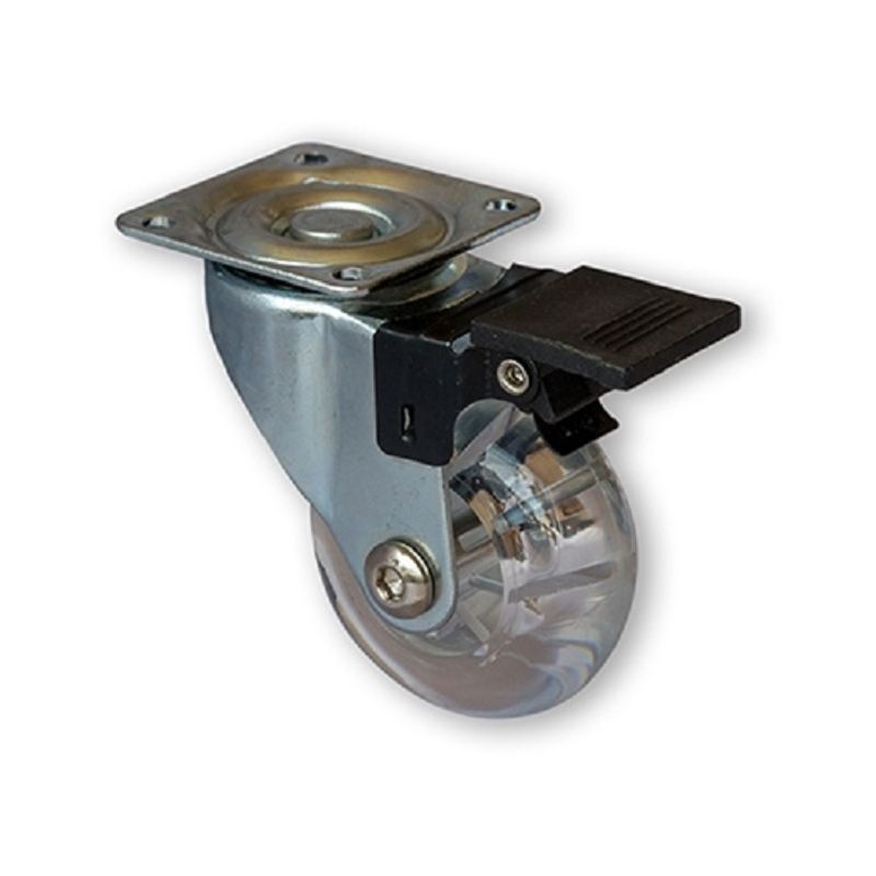 HBT - Rueda PU 75 mm 50 Kg Con Freno hbt Transparente