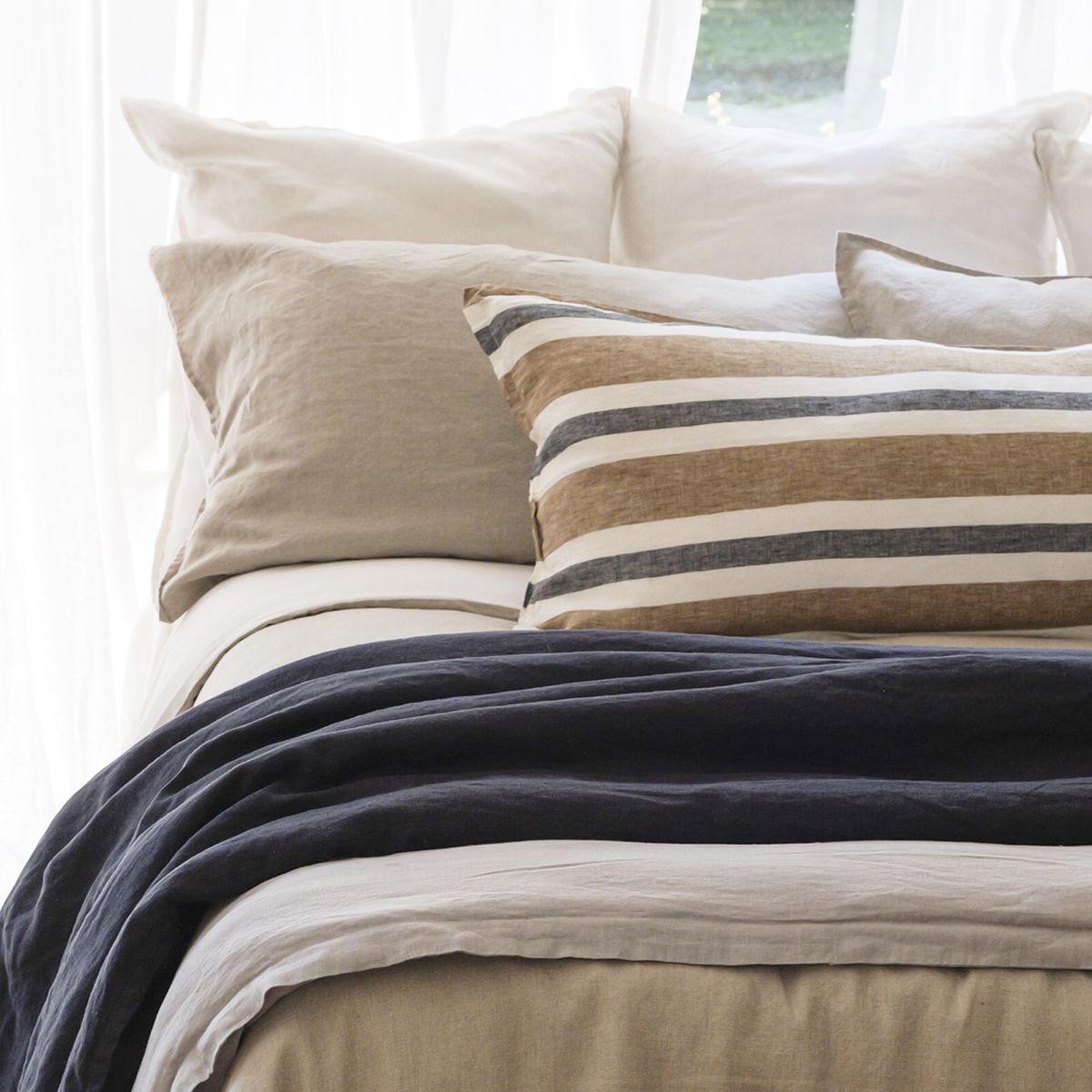 NATURALINO - Piecera Lino Grueso Loa XL - 100x240cm - Azul Marino - Naturalino