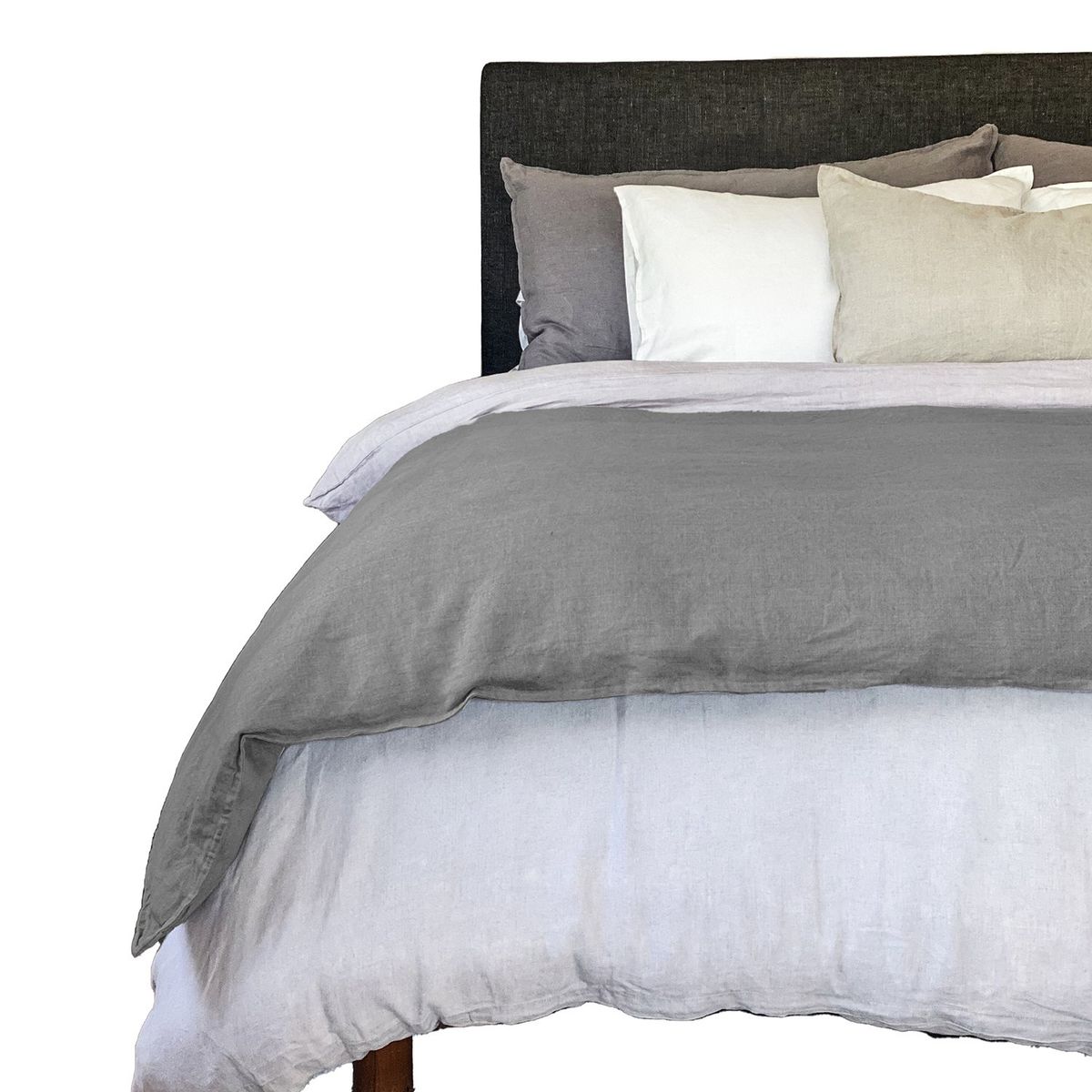 NATURALINO - Piecera Lino grueso Loa Xl - 100x240 cm - Gris oscuro - Naturalino