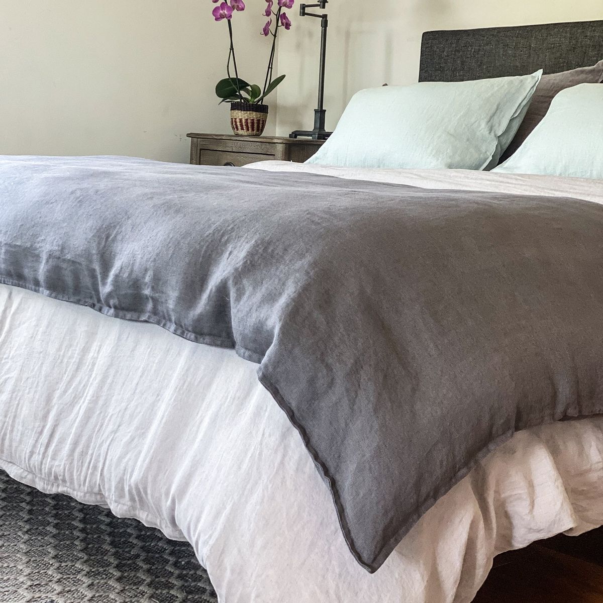 NATURALINO - Piecera Lino grueso Loa Xl - 100x240 cm - Gris oscuro - Naturalino