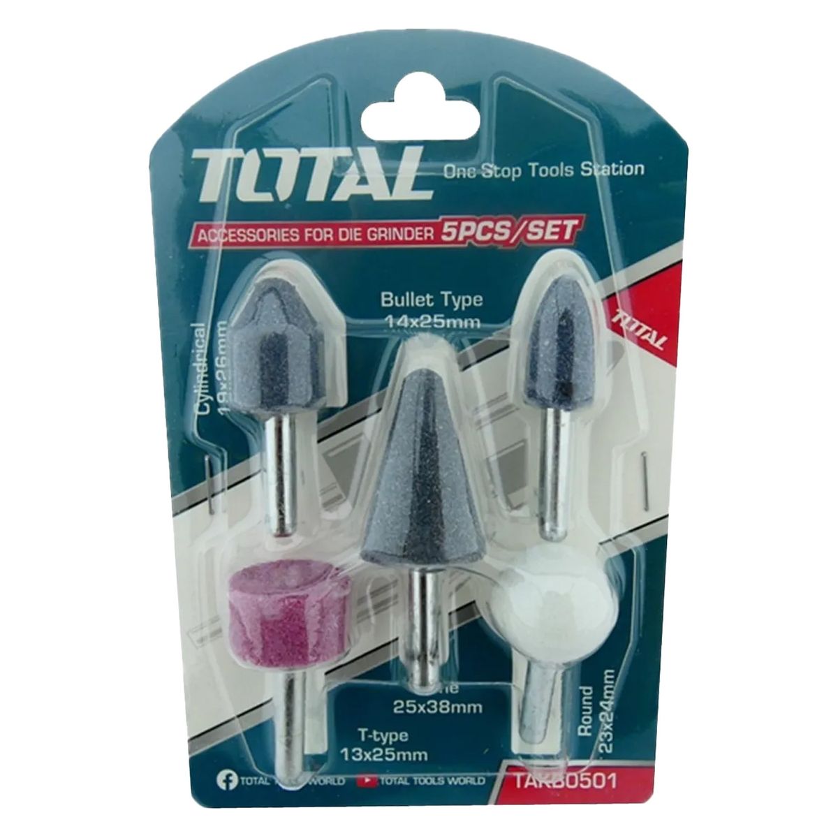 TOTAL TOOLS - Juego Piedras Montadas P/ Rectificadora 5 Pcs