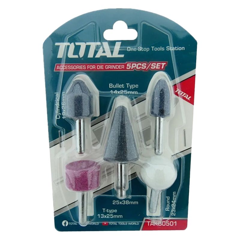 TOTAL TOOLS - Juego Piedras Montadas P/ Rectificadora 5 Pcs