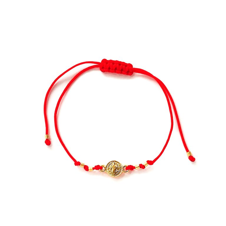 Pulsera Cordon San Benito Enchapado Oro 18K Rojo TALLA UNICA