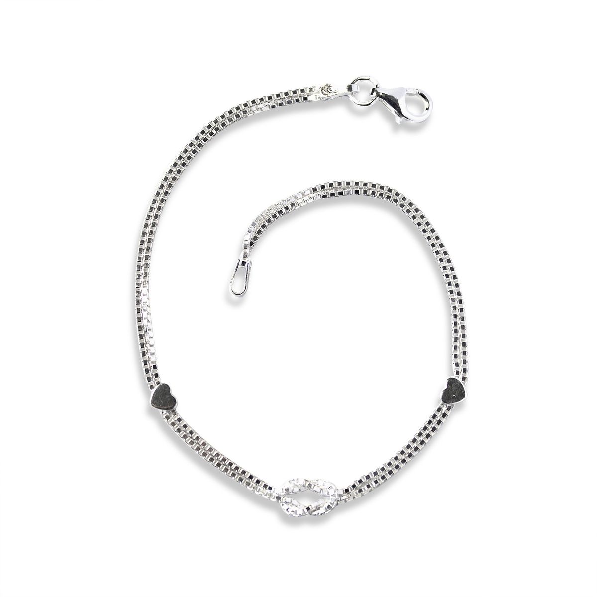 COGGIOLA - Pulsera Nudo 2 Corazones Plata 925