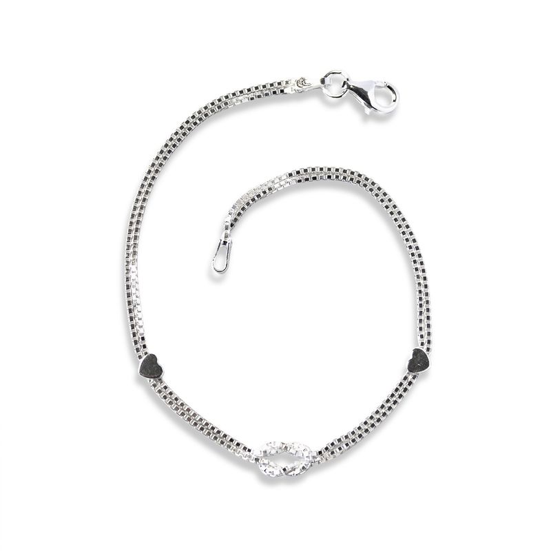 ANDREA COGGIOLA JOYAS - Pulsera Nudo 2 Corazones Plata 925