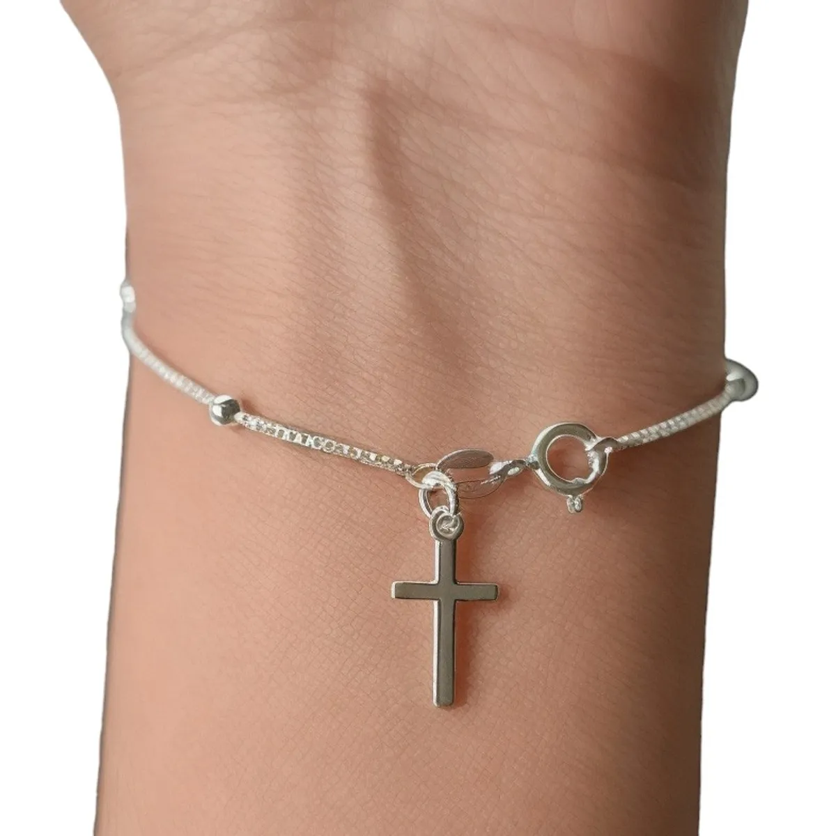 ANDREA COGGIOLA JOYAS - Pulsera Denario Cruz Plata 925