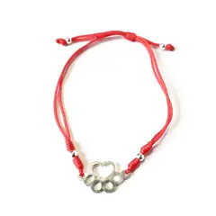 ANDREA COGGIOLA JOYAS - Pulsera Cordón Roja Huella Perro Plata