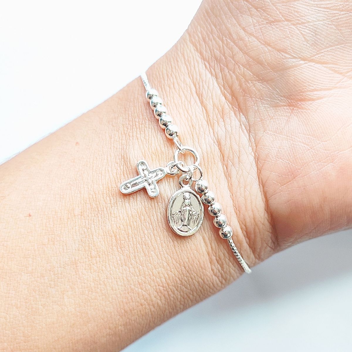 COGGIOLA - Pulsera Virgen De Los Rayos Adaptable Plata 925