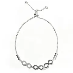 ANDREA COGGIOLA JOYAS - Pulsera 3 Infinitos Bola Plata 925