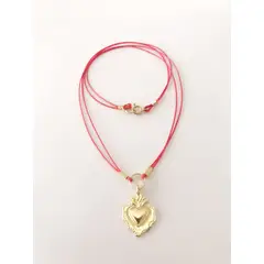 GAB JOYAS - COLLAR HILO SEDA ROJO ACCE. BAÑO ORO AMARILLO