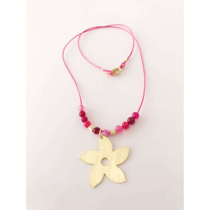 GAB JOYAS - COLLAR HILO SEDA PIEDRAS NATURALES  ACCE. BAÑO ORO AMARILLO