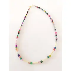 GAB JOYAS - COLLAR PIEDRAS NATURALES MULTICOLOR ACCE. BAÑO ORO AMARILLO