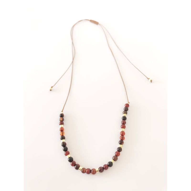 GAB JOYAS - COLLAR HILO SEDA PIEDRAS NATURALES  ACCE. BAÑO ORO AMARILLO