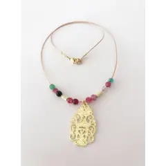 GAB JOYAS - COLLAR HILO SEDA PIEDRAS NATURALES ACCE. BAÑO ORO AMARILLO