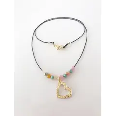 GAB JOYAS - COLLAR HILO SEDA PIEDRAS NATURALES ACCE. BAÑO ORO AMARILLO