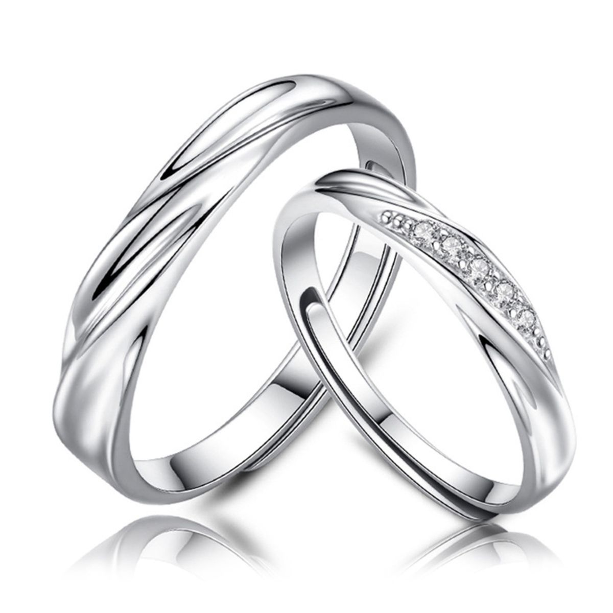 GENERICO - Anillos parejas ajustables amor ilusiones plata 925