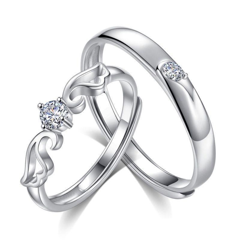 GENERICO - Anillos parejas ajustables amor ilusiones de plata 925