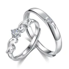 GENERICO - Anillos parejas ajustables amor ilusiones de plata 925