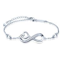 Pulsera infinito juvenil corazón plata 925 mujer regalo joya